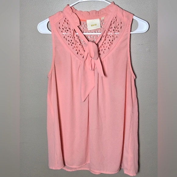Anthropologie Meave Sleeveless Preppy Quiet Luxury Flowy Blouse, Size 6 - Picture 1 of 3